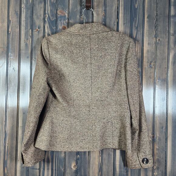 Talbots Brown Tweed Italian Fabric Button-Up Blazer Wool Silk Blend Size 10 - Picture 5 of 6